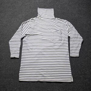 Vintage Gap Turtleneck Sweater Blue White Striped Womens Medium Long Sleeve USA
